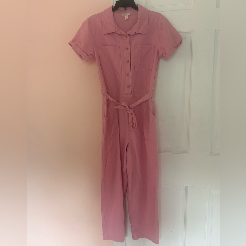 Pink button down tie jumper